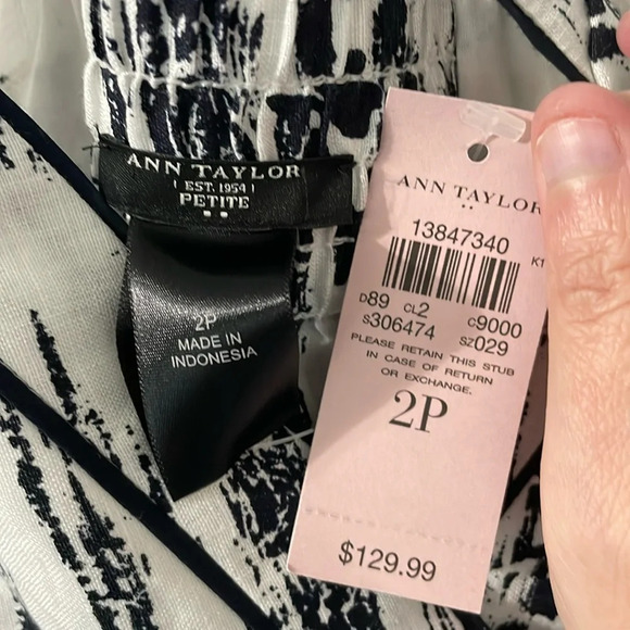 Ann Taylor Factory NWT 100% Linen Maxi Crisscross Black/White Print Dress Sz 2P - Picture 2 of 12